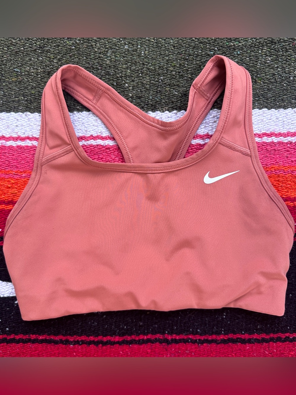Nike Rose Mauve Racerback Sports Bra with White Swoosh